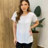 Blusa Feminina Fitness Manga Curta sem Bojo Branca - Fernanda Ramos Store