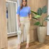 Blusa Feminina Floflo Manga Curta Bordado na Manga Azul - Fernanda Ramos Store