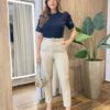 Blusa Feminina Floflo Manga Curta Bordado na Manga Preto - Fernanda Ramos Store