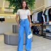Blusa Feminina Gilbert Manga Curta com Aplicações Flor Nude - Fernanda Ramos Store
