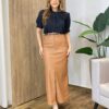 Blusa Feminina Manga Curta Detalhe em Pregas Preta - Fernanda Ramos Store