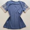 Blusa Feminina Manga Curta Hellen com Bordado Azul - Fernanda Ramos Store