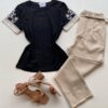 Blusa Feminina Manga Curta Hellen com Bordado Preta - Fernanda Ramos Store