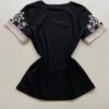 Blusa Feminina Manga Curta Hellen com Bordado Preta - Fernanda Ramos Store