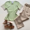 Blusa Feminina Manga Curta Hellen com Bordado Verde - Fernanda Ramos Store