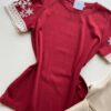 Blusa Feminina Manga Curta Hellen com Bordado Vinho - Fernanda Ramos Store