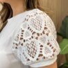 Blusa Feminina Manga Curta Leia com Detalhes em Bordado Branca - Fernanda Ramos Store