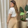 Blusa Feminina Milena Manga Curta Bordado em Flor Off White - Fernanda Ramos Store