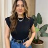 Blusa Feminina Tee Muscle Aurora Preta - Fernanda Ramos Store