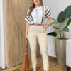 Blusa Feminina Tricot Modal Manga Curta com Detalhes Branca - Fernanda Ramos Store