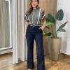 Blusa Feminina Tricot Modal Manga Curta com Detalhes Cinza - Fernanda Ramos Store