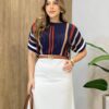 Blusa Feminina Tricot Modal Manga Curta com Detalhes Preto - Fernanda Ramos Store