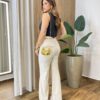 Blusa Regata Feminina Audrey Detalhe em Broche Dourado Preto - Fernanda Ramos Store