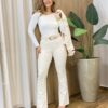 Body Feminino Daniella sem Bojo Manga Longa Detalhe em Argola Gelo - Fernanda Ramos Store