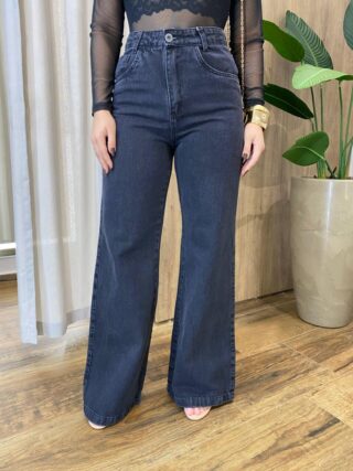 Calça Feminina Jeans Wide Leg Preta 2163 - Fernanda Ramos Store