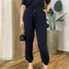 Calça Feminina Jogger com Amarração e Lastex Preta - Fernanda Ramos Store