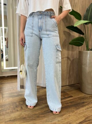 Calça Feminina Lica Jeans Wide Leg Cargo 11277C - Fernanda Ramos Store