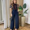 Calça Feminina Margareth Clochard Pantalona com Zíper e Amarração Preta - Fernanda Ramos Store