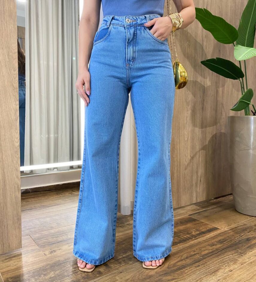 Calça Feminina Wide Leg Escarlate Jeans Médio 967 - Fernanda Ramos Store