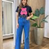 Calça Feminina Wide Leg Jeans Escuro com Bolsos 1260 - Fernanda Ramos Store