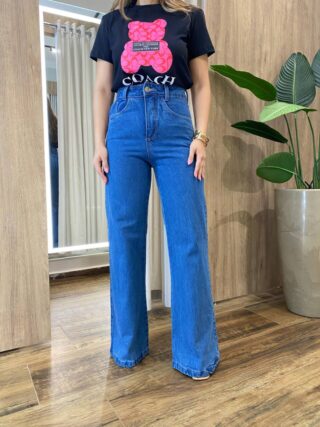 Calça Feminina Wide Leg Jeans Escuro com Bolsos 1260 - Fernanda Ramos Store