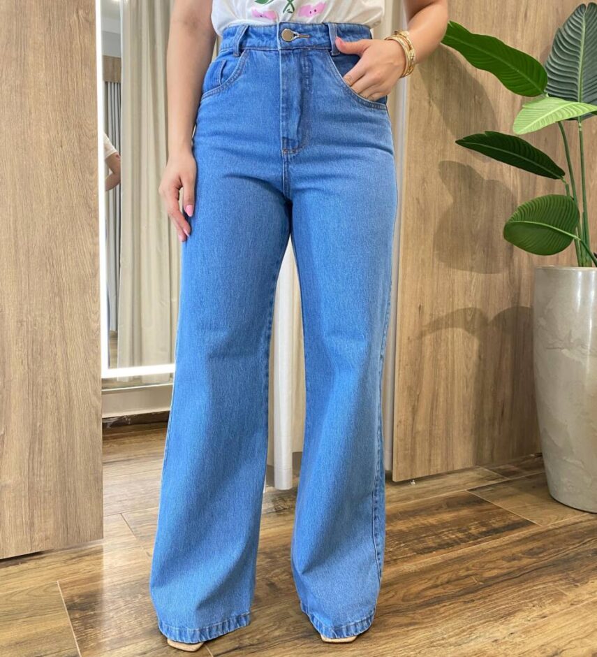 Calça Feminina Wide Leg Jeans Médio 1239B - Fernanda Ramos Store