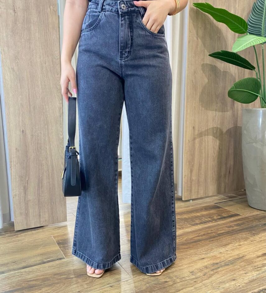 Calça Feminina Wide Leg Romana Preta 1190 - Fernanda Ramos Store