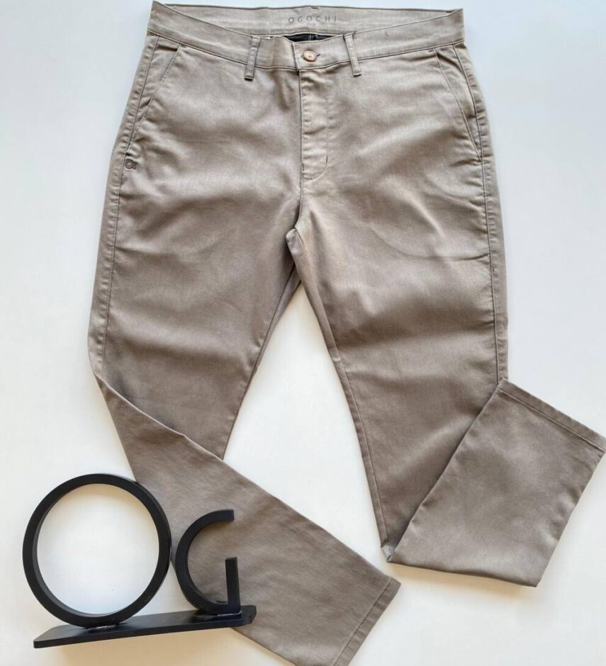 Calça Jeans Masculina Ogochi Essencial Slim Color Caqui 0152 - Fernanda Ramos Store