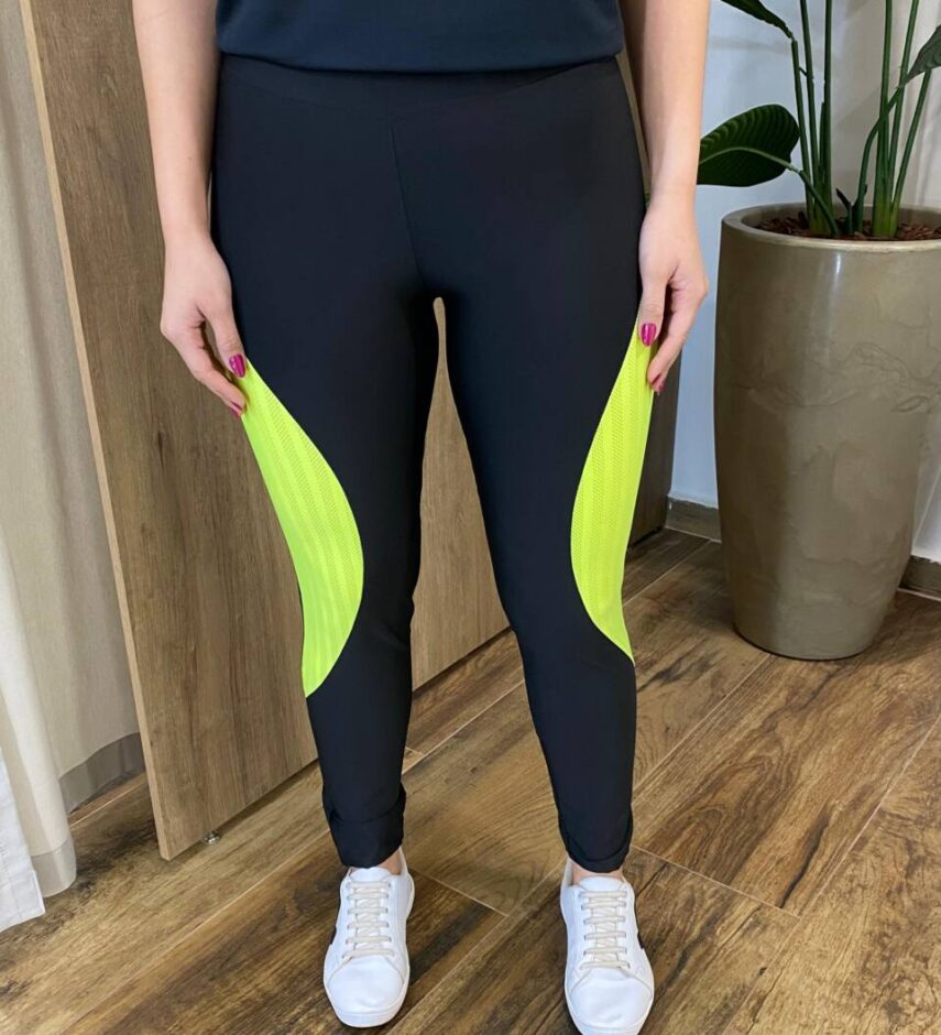 Calça Legging Feminina Fitness com Detalhe Verde Lima - Fernanda Ramos Store