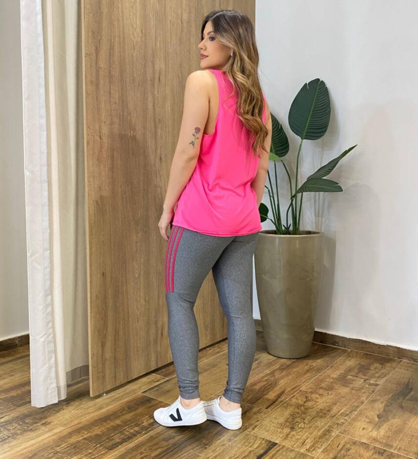 Calça Legging Feminina Fitness Detalhe Lateral Pink - Fernanda Ramos Store