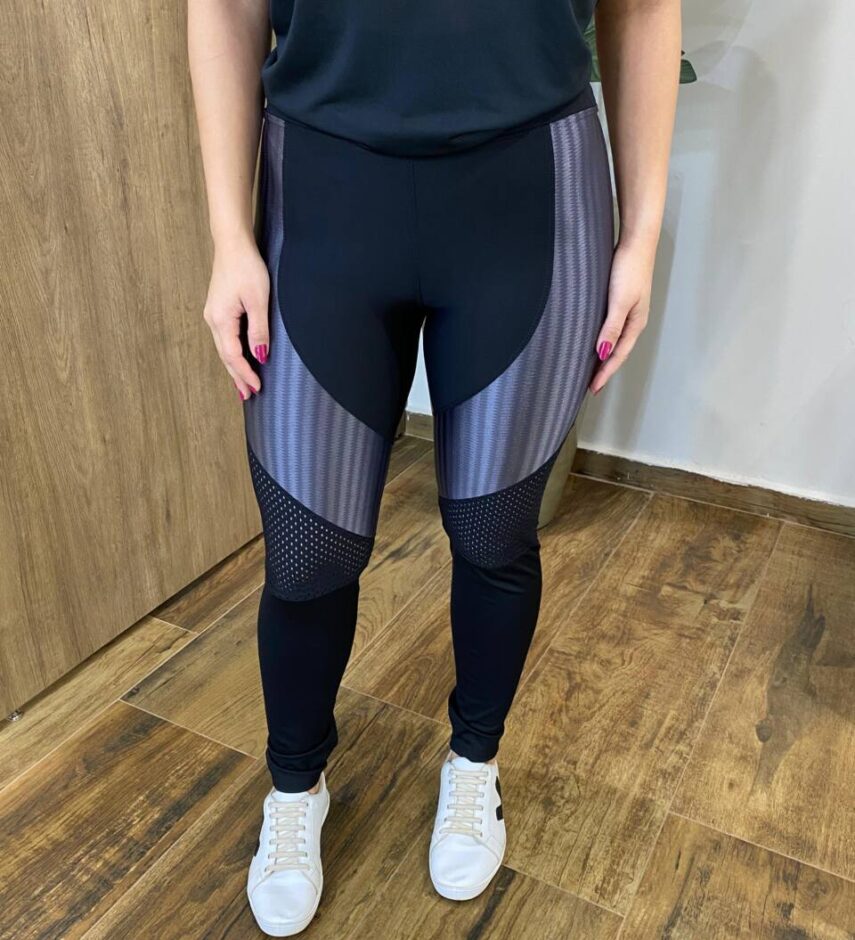Calça Legging Feminina Fitness Transparência Lateral Cinza - Fernanda Ramos Store