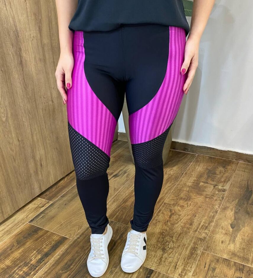 Calça Legging Feminina Fitness Transparência Lateral Fúcsia - Fernanda Ramos Store