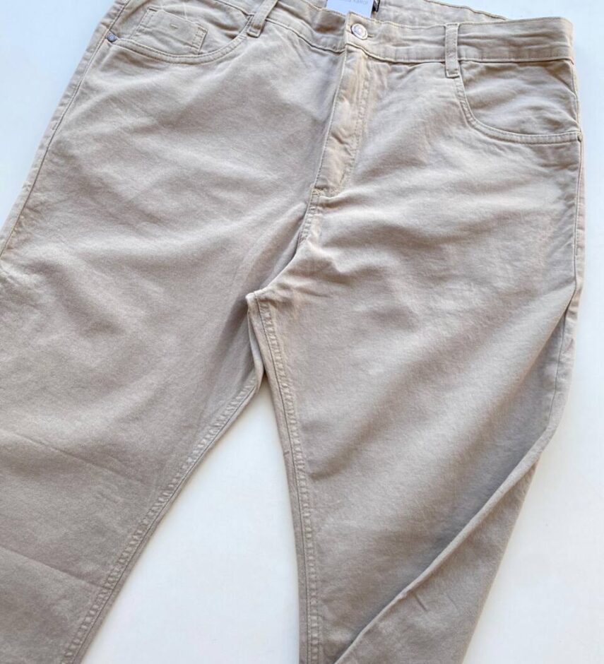 Calça Masculina Jeans com Detalhes Bege - Fernanda Ramos Store
