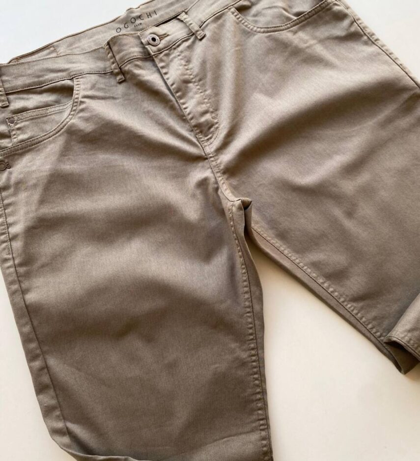 Calça Masculina Ogochi Plus Essencial Slim Color Bege Acinzentado - Fernanda Ramos Store