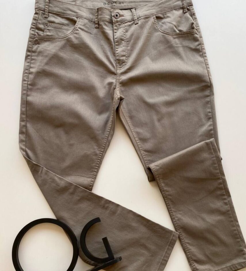 Calça Masculina Ogochi Plus Essencial Slim Color Bege Acinzentado - Fernanda Ramos Store