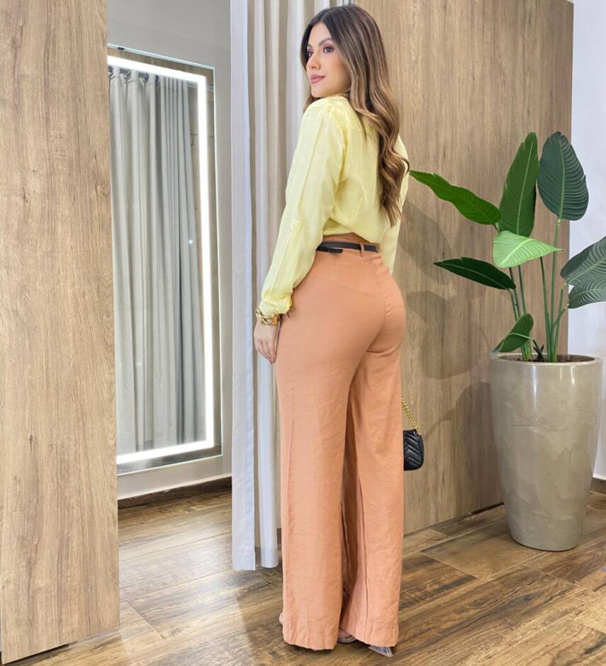 Camisa Feminina Social Alba Manga Longa Amarelo Mantega - Fernanda Ramos Store