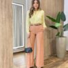 Camisa Feminina Social Alba Manga Longa Amarelo Mantega - Fernanda Ramos Store