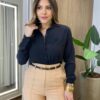 Camisa Feminina Social Alba Manga Longa Preta - Fernanda Ramos Store