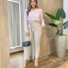 Camisa Feminina Social Alba Manga Longa Rosa Claro - Fernanda Ramos Store