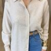 Camisa Feminina Social Alongada Linho Manga Longa Cru - Fernanda Ramos Store