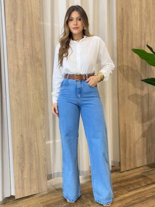 Camisa Feminina Social Alongada Linho Manga Longa Off White - Fernanda Ramos Store