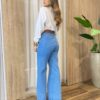 Camisa Feminina Social Alongada Linho Manga Longa Off White - Fernanda Ramos Store