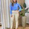 Camisa Feminina Social Viscose Maitê Manga Longa Azul - Fernanda Ramos Store