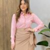 Camisa Feminina Social Viscose Maitê Manga Longa Rosê - Fernanda Ramos Store