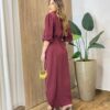 Chemise Vivi Feminino Longo Manga Longa Bordô Liso - Fernanda Ramos Store
