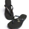 Chinelo Feminino Canelado Santa Lolla Detalhe Auto Relevo Preto - Fernanda Ramos Store
