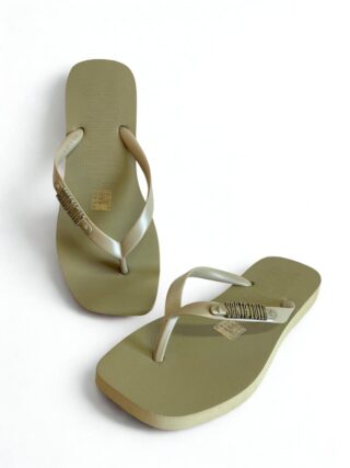 Chinelo Feminino Canelado Santa Lolla Detalhe Auto Relevo Verde - Fernanda Ramos Store