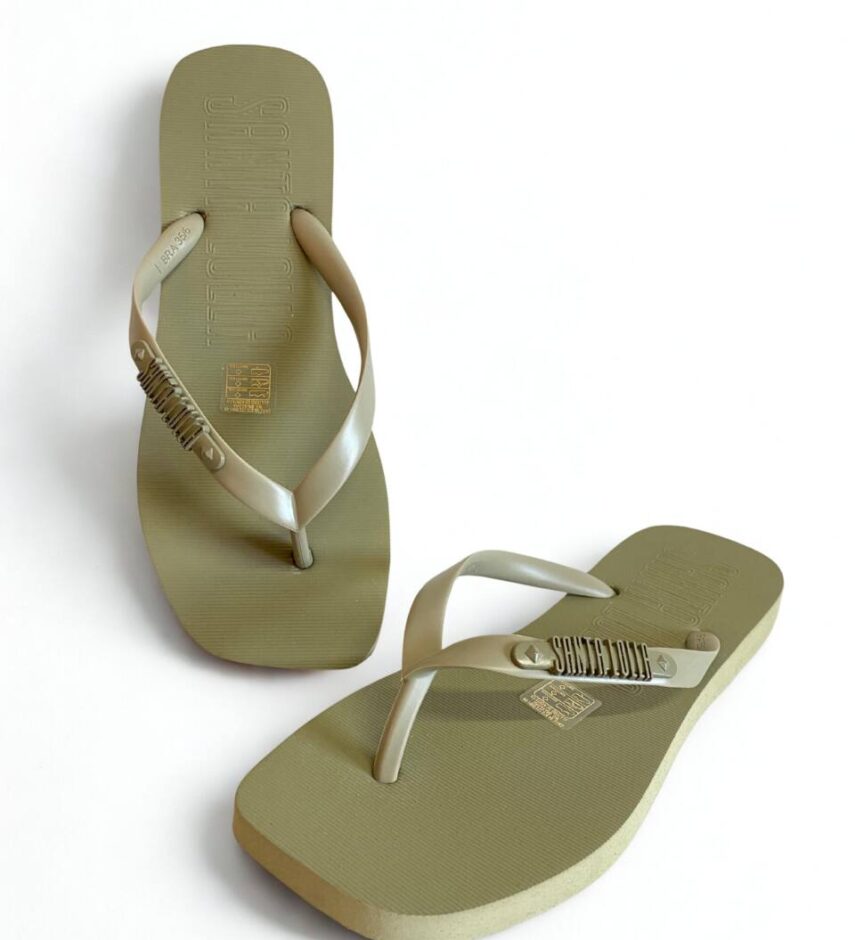 Chinelo Feminino Canelado Santa Lolla Detalhe Auto Relevo Verde - Fernanda Ramos Store