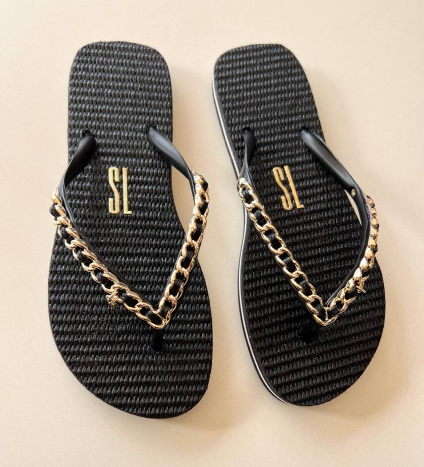 Chinelo Feminino Canoa Quebrada Santa Lolla Preto - Fernanda Ramos Store