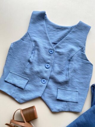 Colete Feminino Cassia sem Bojo Alfaiataria Azul - Fernanda Ramos Store